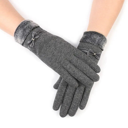 Gants épais en velours - Gris - Ajustable ( 6 ½ à 8 ) | La boutique du chapeau