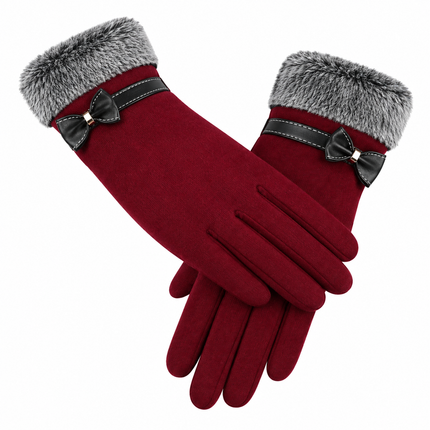 Gants épais en velours - Rouge - Ajustable ( 6 ½ à 8 ) | La boutique du chapeau