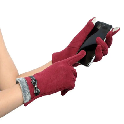 Gants épais en velours - Rouge - Ajustable ( 6 ½ à 8 ) | La boutique du chapeau