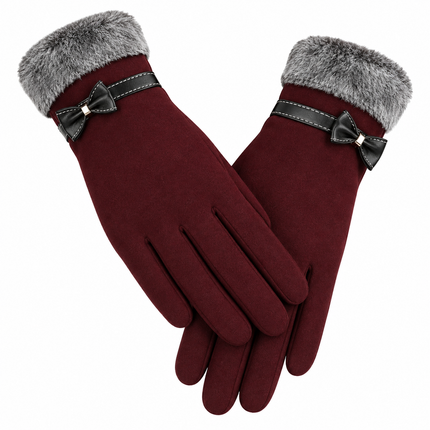 Gants épais en velours - Marron - Ajustable ( 6 ½ à 8 ) | La boutique du chapeau