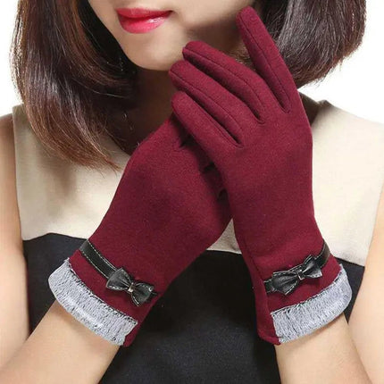 Gants épais en velours - Rouge - Ajustable ( 6 ½ à 8 ) | La boutique du chapeau