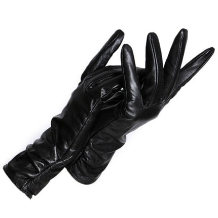 Gants longs en cuir véritable pour femme - Noir - S - 6 ½ | La boutique du chapeau