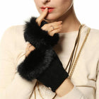 Gants mode réel en cuir véritable daim - Noir - S - 6 ½ | La boutique du chapeau