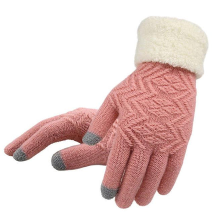 Gants Tactile d'hiver tricotés pour femmes - Rose - Ajustable ( 6 ½ à 8 ) | La boutique du chapeau
