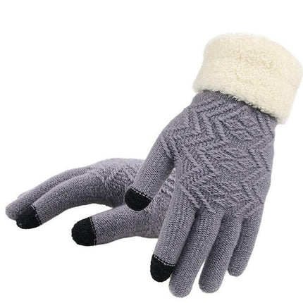 Gants Tactile d'hiver tricotés pour femmes - Gris - Ajustable ( 6 ½ à 8 ) | La boutique du chapeau