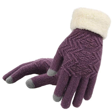 Gants Tactile d'hiver tricotés pour femmes - Noir - Ajustable ( 6 ½ à 8 ) | La boutique du chapeau