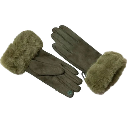 Gants velours épais - Vert foncé - Ajustable ( 6 ½ à 8 ) | La boutique du chapeau