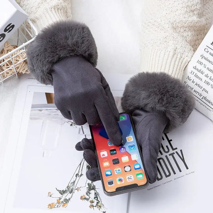 Gants velours épais - Gris - Ajustable ( 6 ½ à 8 ) | La boutique du chapeau