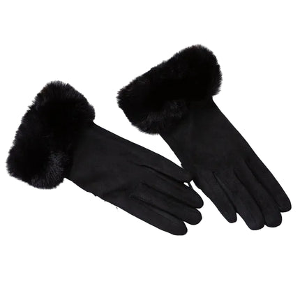 Gants velours épais - Noir - Ajustable ( 6 ½ à 8 ) | La boutique du chapeau