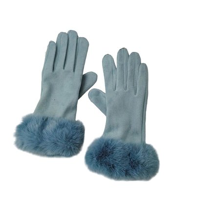 Gants velours épais - Bleu ciel - Ajustable ( 6 ½ à 8 ) | La boutique du chapeau