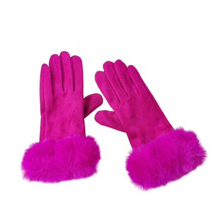 Gants velours épais - Rose Rouge - Ajustable ( 6 ½ à 8 ) | La boutique du chapeau