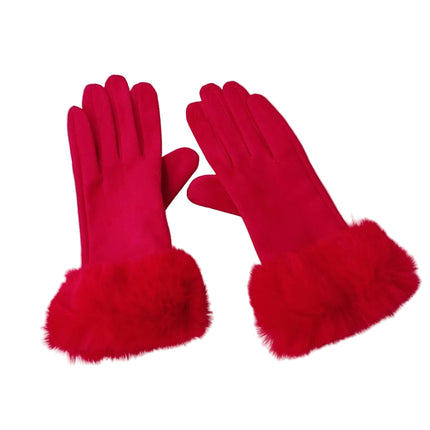 Gants velours épais - Rouge - Ajustable ( 6 ½ à 8 ) | La boutique du chapeau