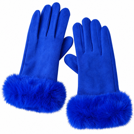 Gants velours épais - Bleu - Ajustable ( 6 ½ à 8 ) | La boutique du chapeau