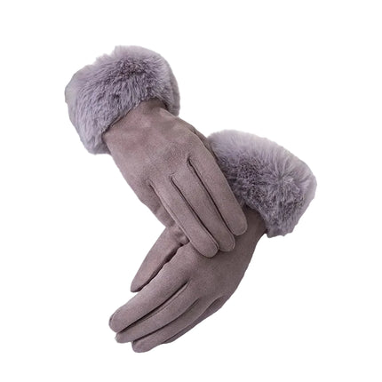 Gants velours épais - Gris clair - Ajustable ( 6 ½ à 8 ) | La boutique du chapeau