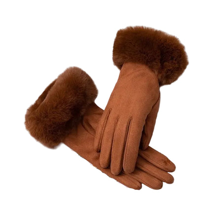 Gants velours épais - Marron - Ajustable ( 6 ½ à 8 ) | La boutique du chapeau