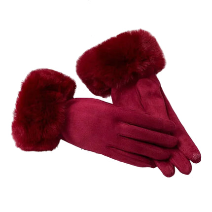 Gants velours épais - Bordeaux - Ajustable ( 6 ½ à 8 ) | La boutique du chapeau