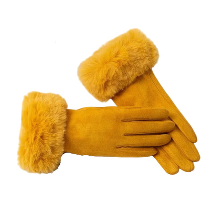 Gants velours épais - Jaune - Ajustable ( 6 ½ à 8 ) | La boutique du chapeau