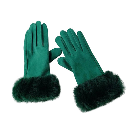 Gants velours épais - Vert - Ajustable ( 6 ½ à 8 ) | La boutique du chapeau