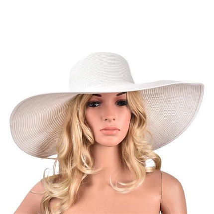 Grand chapeau de soleil - Idéal pour la plage - Blanc - M (56 - 58cm) | La boutique du chapeau