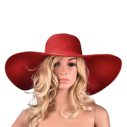 Grand chapeau de soleil - Idéal pour la plage - Rouge - M (56 - 58cm) | La boutique du chapeau