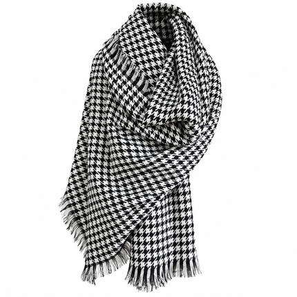 Écharpe châle femme pied-de-poule XL - Noir/blanc - | La boutique du chapeau