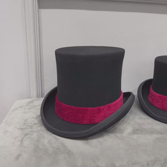 Chapeau haut de forme gentleman - Rouge 17CM | La boutique du chapeau - Vidéo