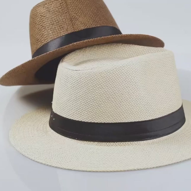 Chapeau panama unisexe paille bord large - Vidéo