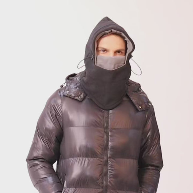 Cagoule unisexe polaire masque facial cordons réglables