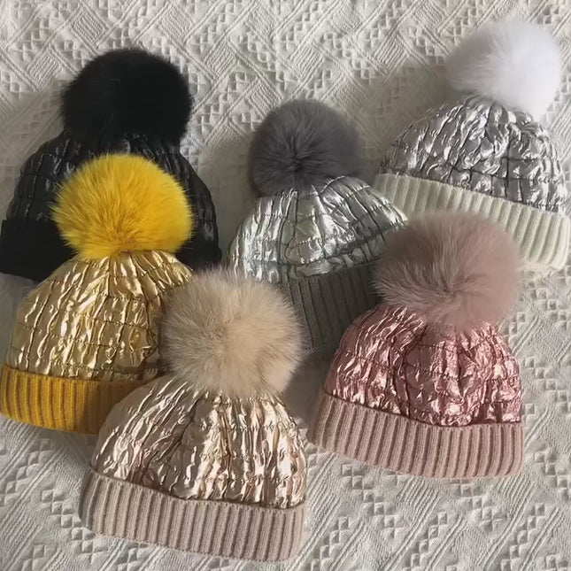 Bonnet unisexe coton mélangé pompon