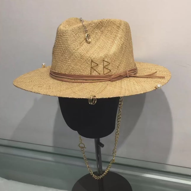 Chapeau paille femme arc chaîne plage