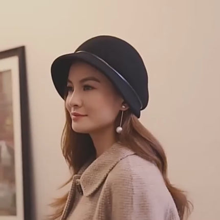 Chapeau fedora femme feutre laine hiver - Vidéo