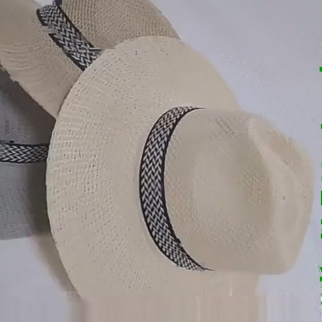 Chapeau paille unisexe bord large plage - Vidéo