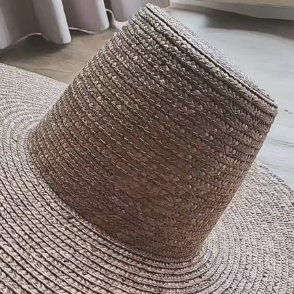Chapeau femme paille calotte plate bord large UPF 50 - Vidéo