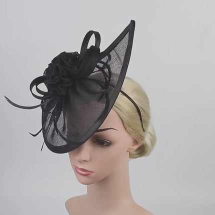 Chapeau bibi femme lin plume perle soirée - Vidéo