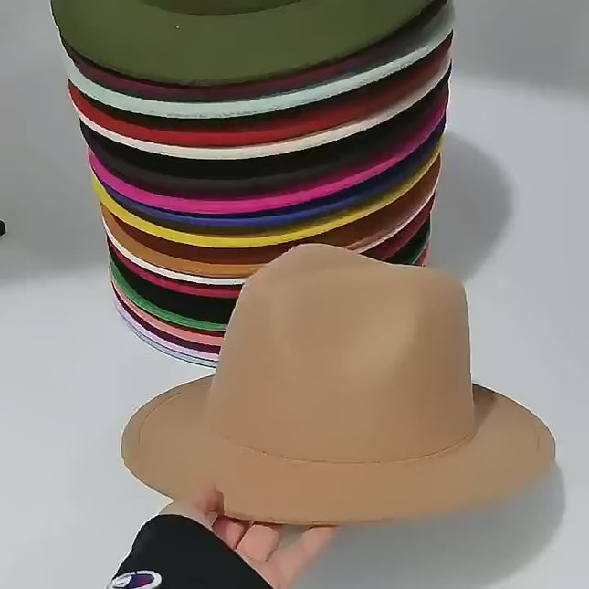 Chapeau fedora unisexe feutre épuré sans bandeau