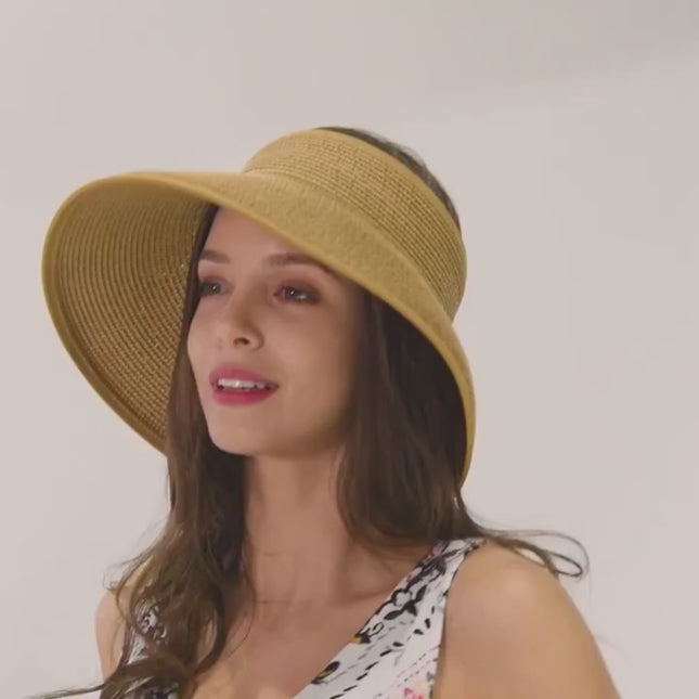 Visière femme papier paille rayée - Vidéo