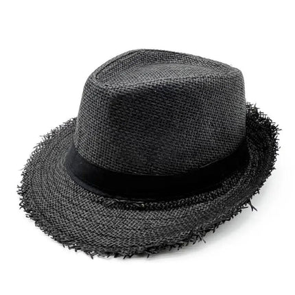 Trilby en paille avec ruban - Noir - M (56 - 58cm) | La boutique du chapeau