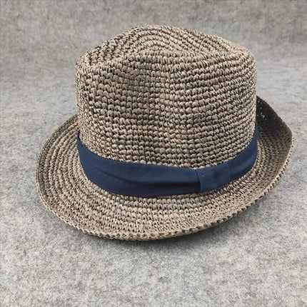 Trilby en paille pour l'été - Bleu/gris - M (56 - 58cm) | La boutique du chapeau