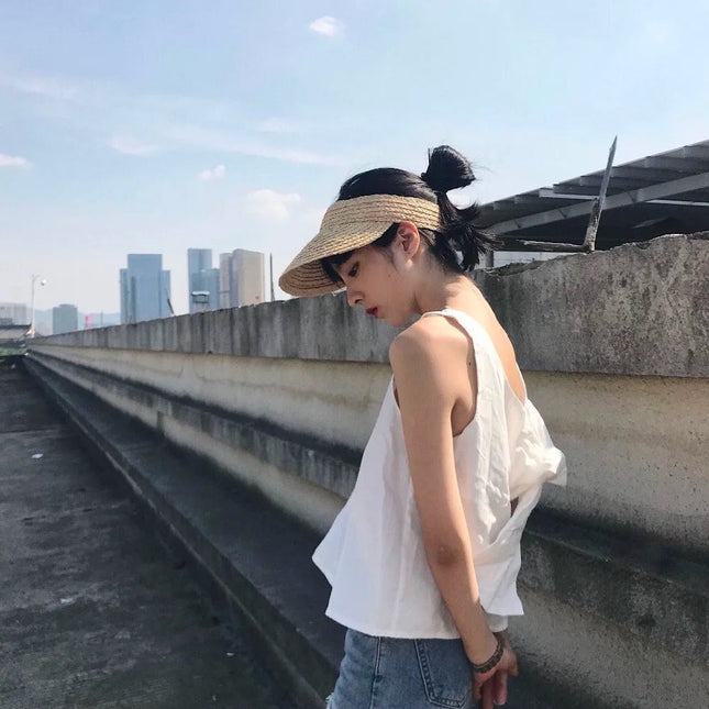 Visière en raphia - Beige - Ajustable (du 54 au 59) | La boutique du chapeau